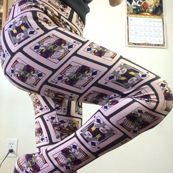 Lularoe One Size Leggings Playing Cards Queen - Picture 1 of 7